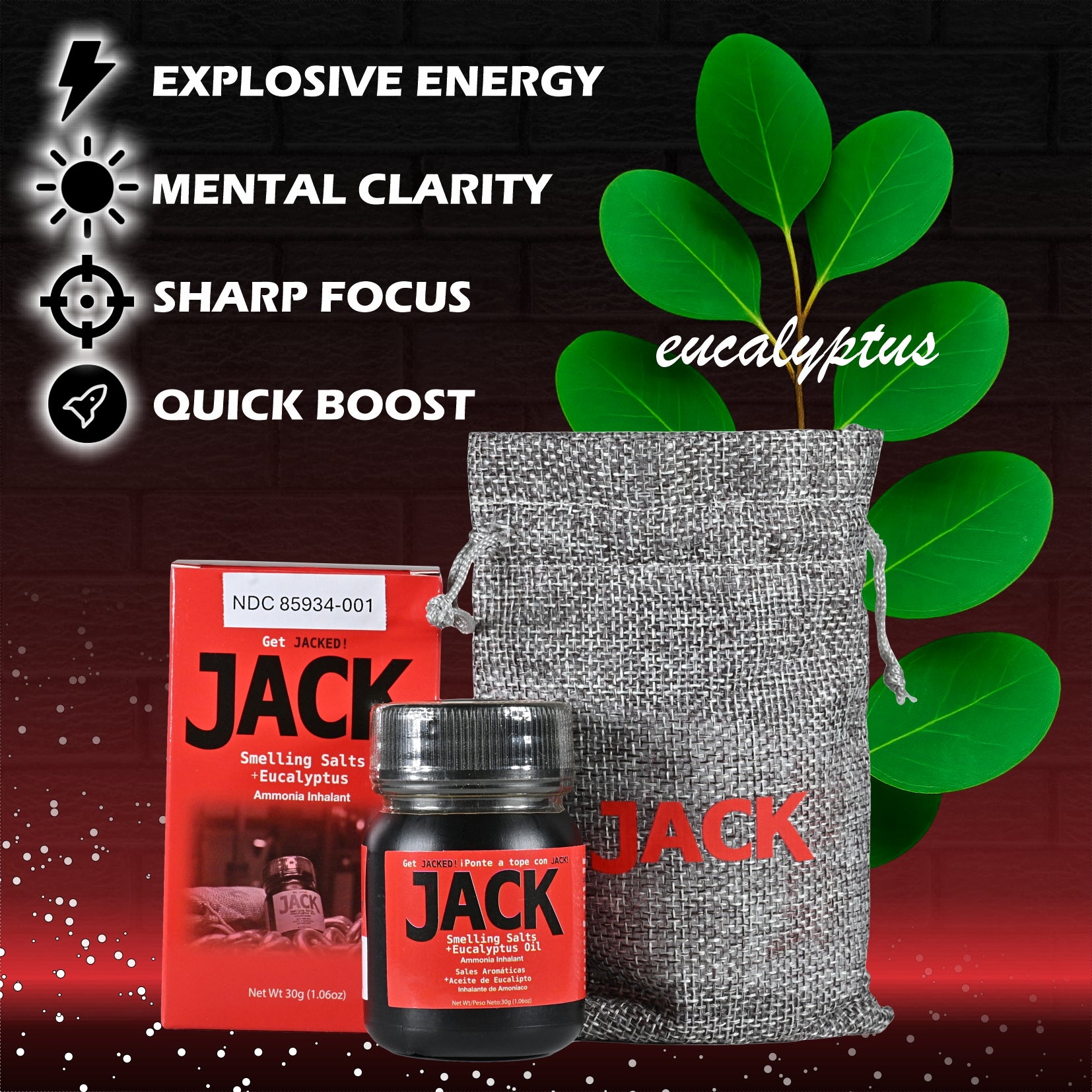 JACK Smelling Salts + Eucalyptus - Ripper Ammonia Smelling Salts Boosted by Eucalyptus
